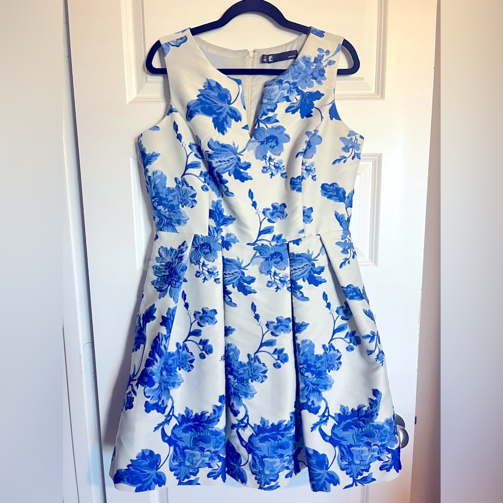 Leslie Fay Blue Floral Vintage Style Tea Dress